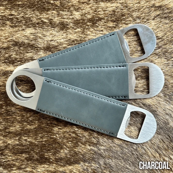 Charcoal leatherette bottle opener