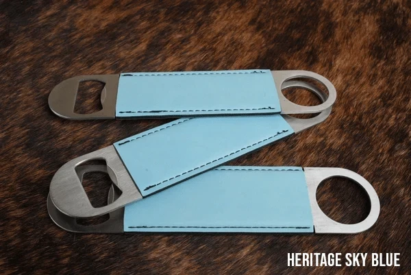 Heritage Sky Blue leatherette bottle opener