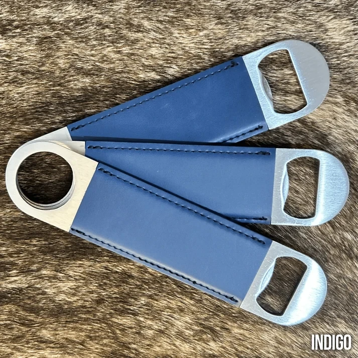 Indigo leatherette bottle opener