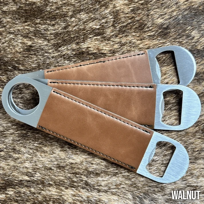 Walnut leatherette bottle opener