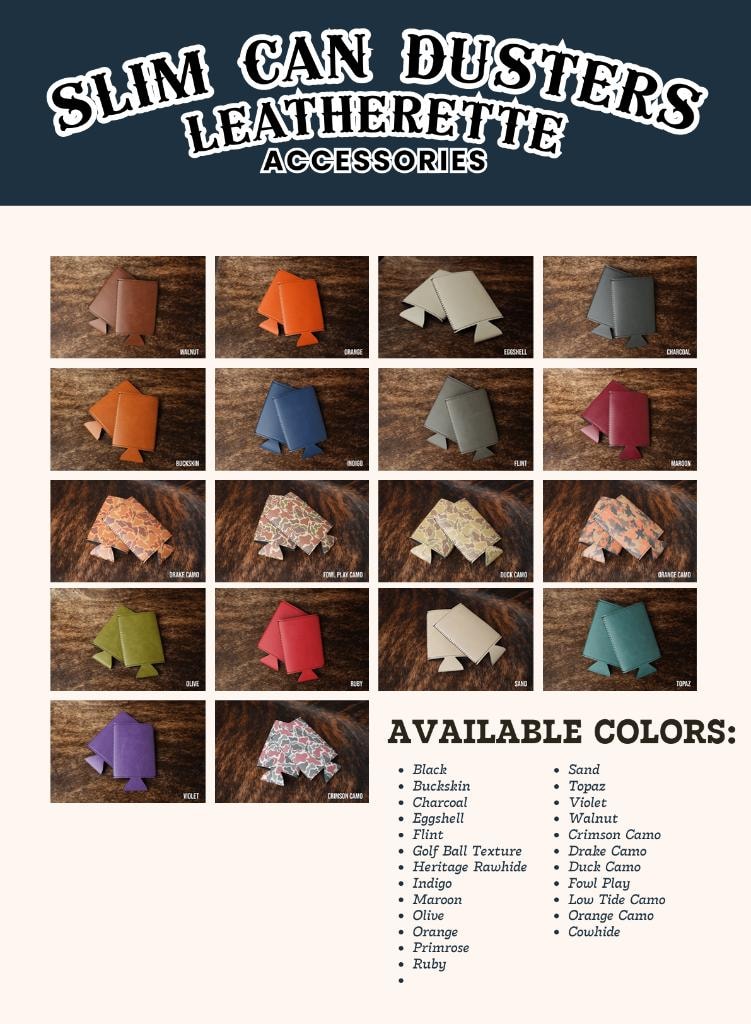 Slim can dusters leatherette accessories color catalog