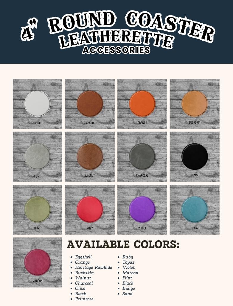 4" Round Coaster leatherette coaster color catalog